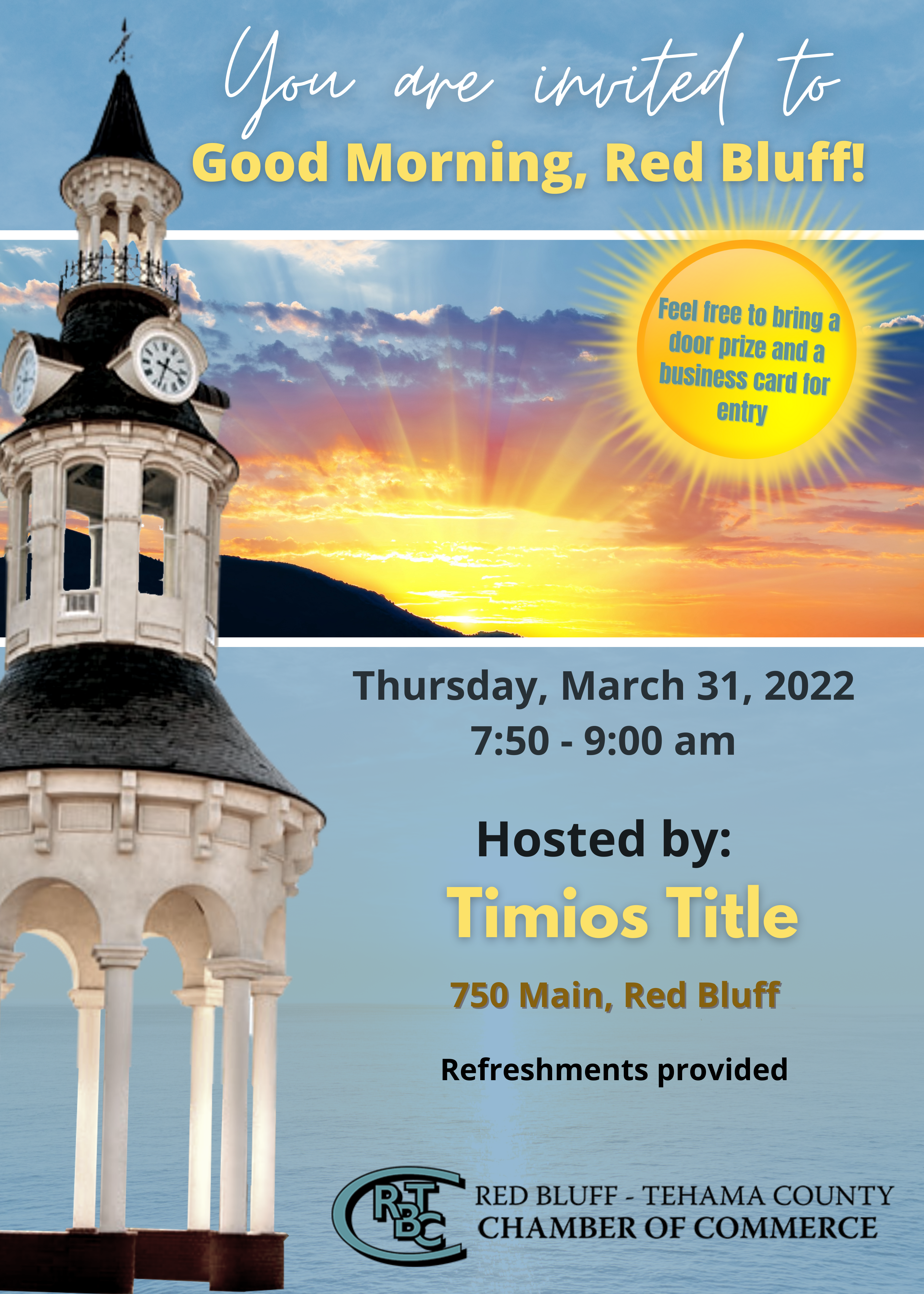 good morning red bluff at timios title on march 31st 2022