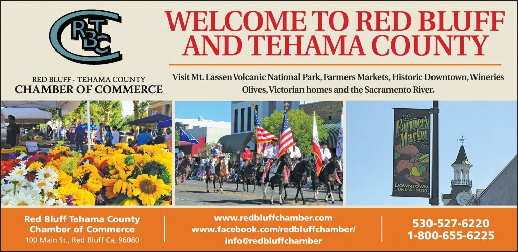 banner that reads: Welcome to red bluff and tehama county