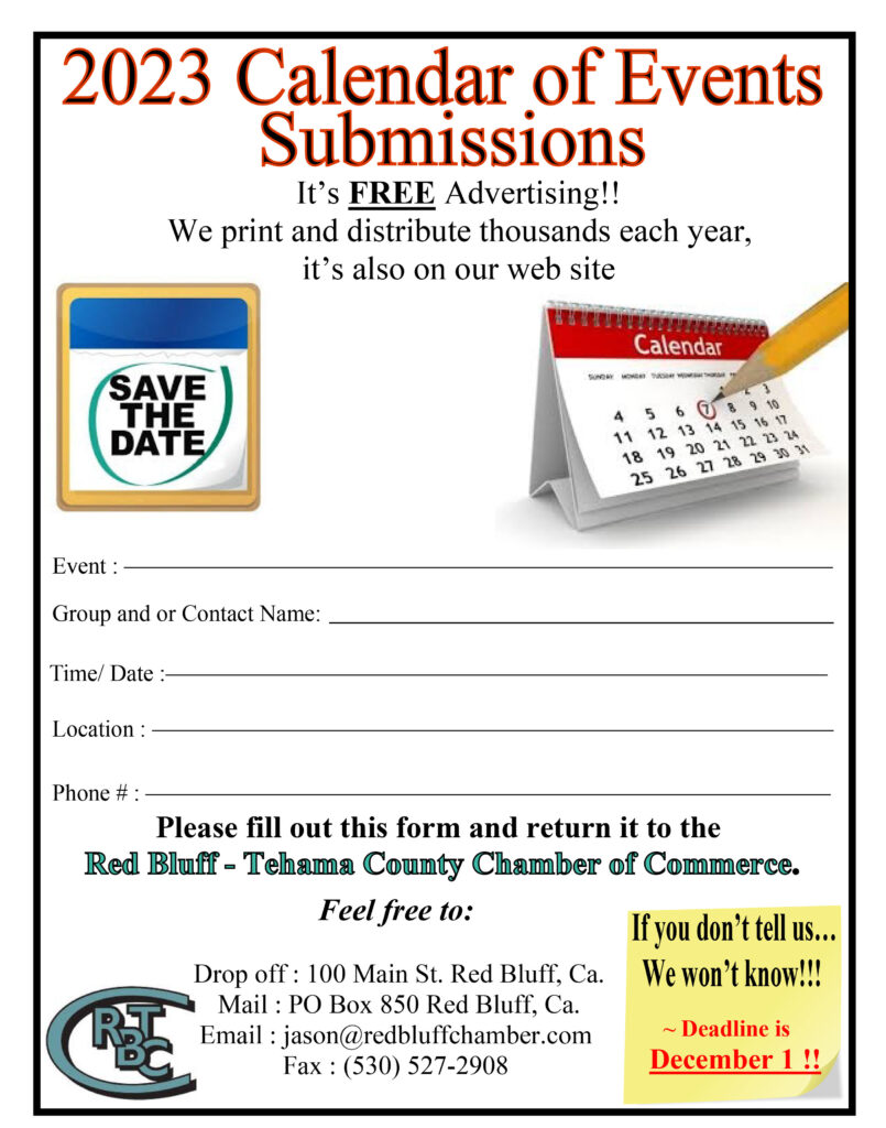 2023 Calendar of Events Submissions flyer
